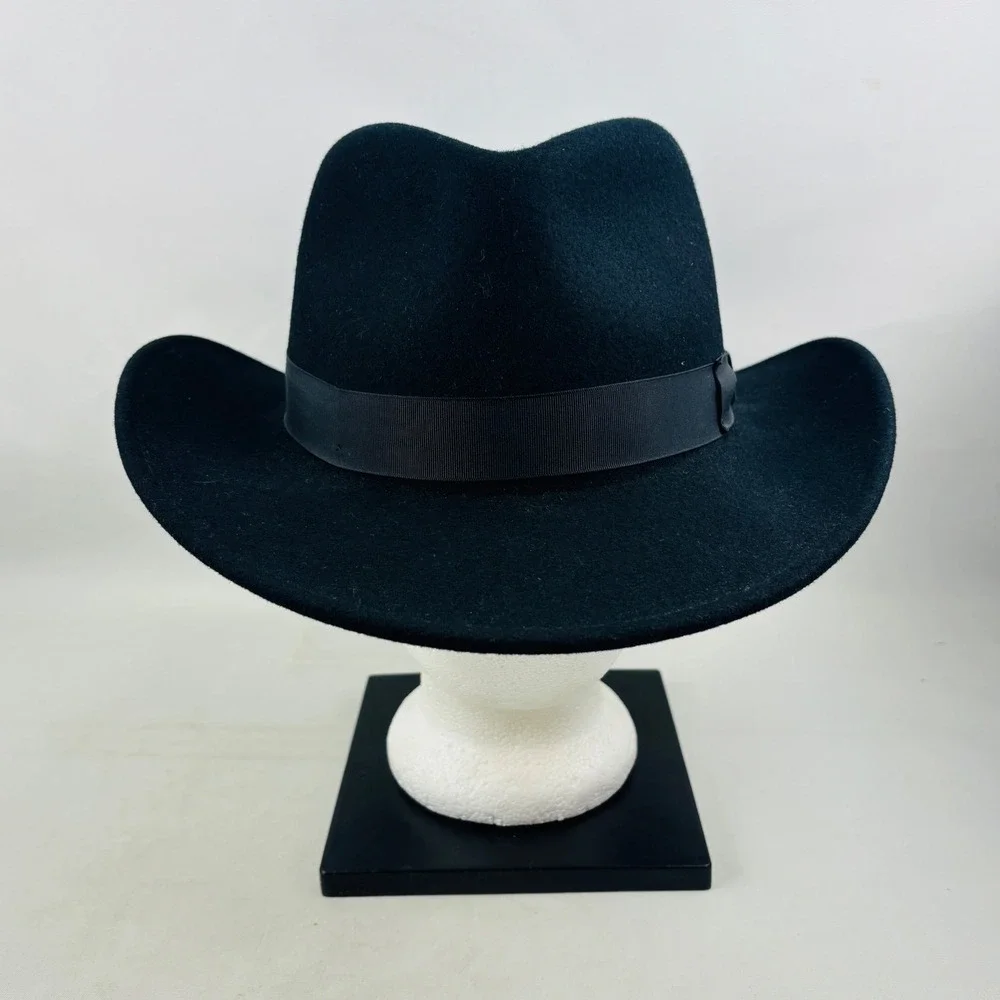 Cabela's Original Lite Felt Hat Mens L Black Wool Packable Water Repellent USA